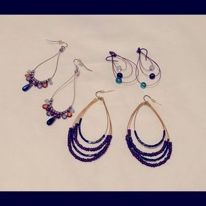 Bundle - 3 pairs of dangly earrings